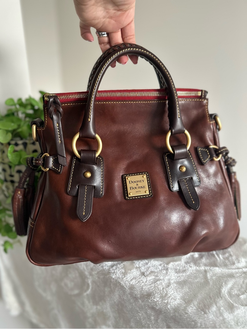 Dooney & Bourke Toledo Florentine Vintage Stanwich Satchel in Chestnut - Picture 3 of 16